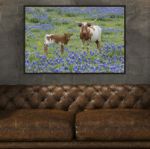 Picture of Longhorn and Calf in Bluebonnets by Rob Greebon