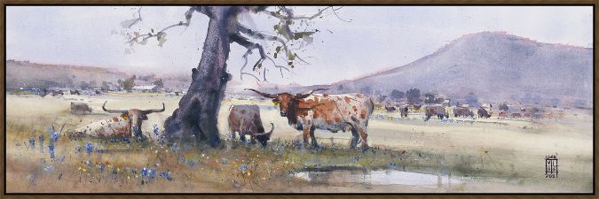 Picture of Watercolor Longhorn (Crop A) by Richie Vios