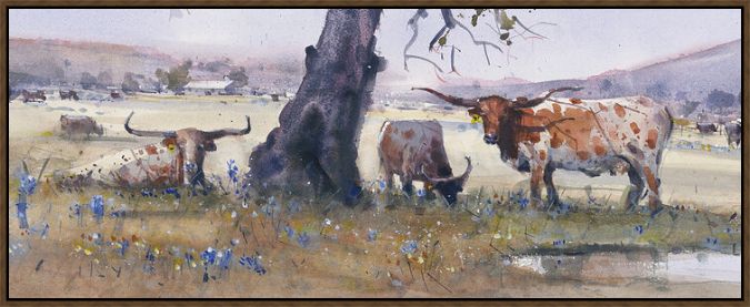Picture of Watercolor Longhorn (Crop B) by Richie Vios