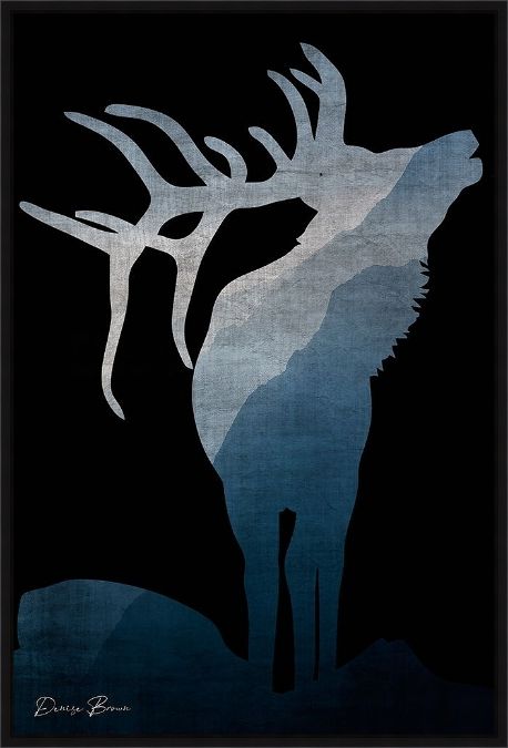 Picture of Buck Silhouette I (Black) by Denise Brown