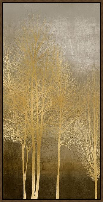 Picture of Gold Trees On Brown Panel I by Kate Bennett